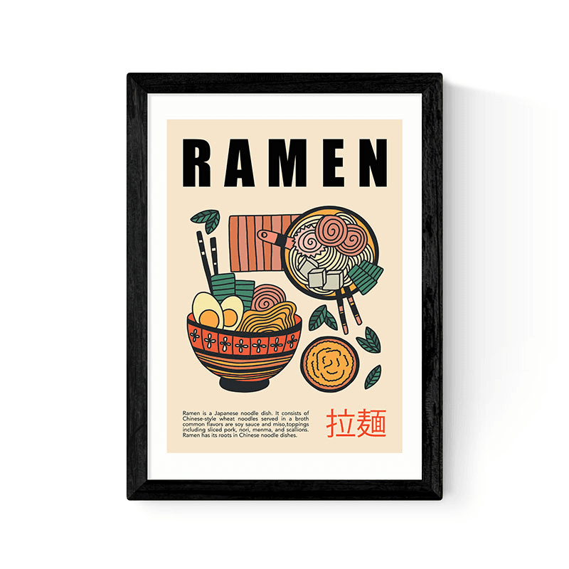 Luxe Poster Co Japanese Ramen Print, A3, Black Frame