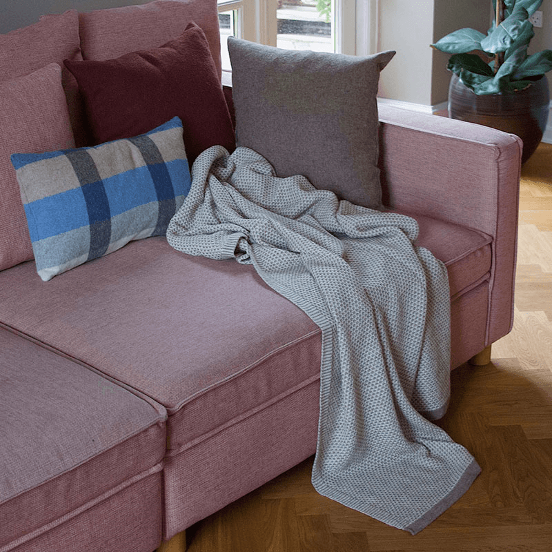 Raindrops Plaid Throw, H180cm x W130cm, Royal Blue