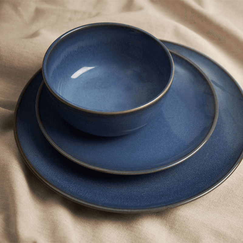Reactive Glaze 12 Piece Dinner Set, Blue