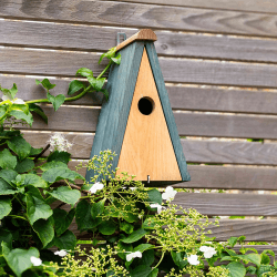 Image showing the Littleworth Pitched Roof Bird House, Olive Green product.