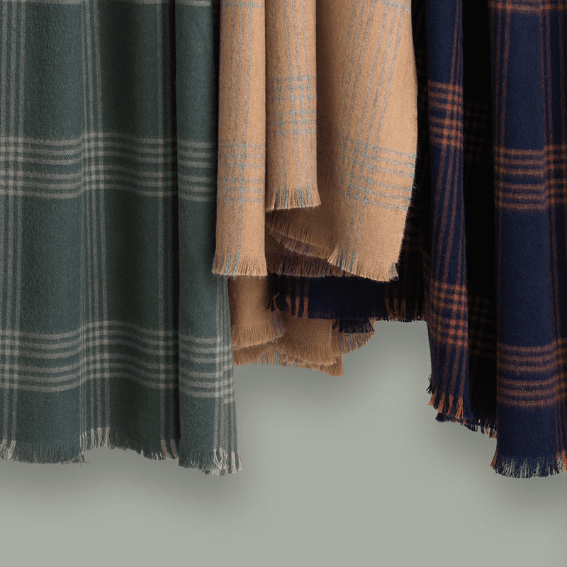 Check Throw, H190cm x W130cm, Light Grey/Camel