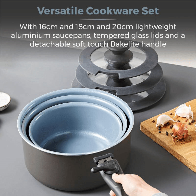 Freedom 7 Piece Non-Stick Cookware Set, Black