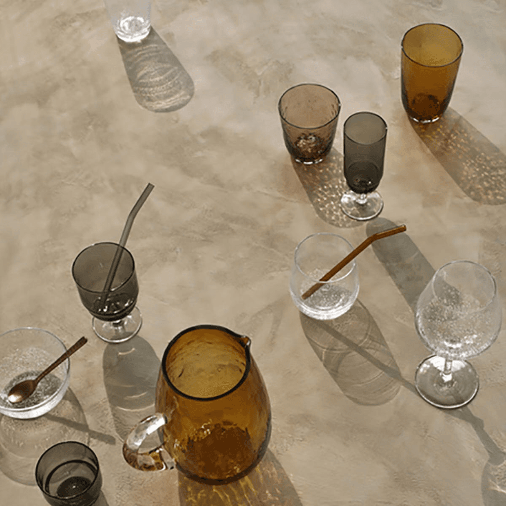 Hammered Mouth Blown Tall Tumbler, H13.5cm, Brown