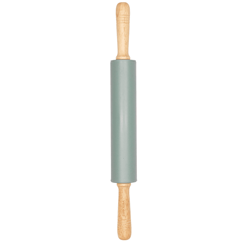 Silicone Rolling Pin With Wooden Handles, Teal