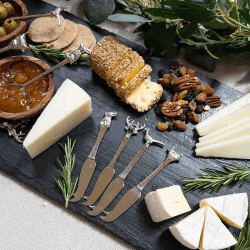 Image showing the Country Animals Set of 4 Mini Cheese Knives, Silver product.