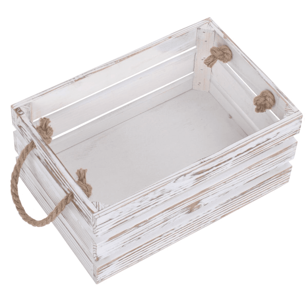 Small Distressed Crate, White