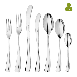 Image showing the Larch Mirror 42 Piece Cutlery set, 6 Place Setting, Stainless steel product.