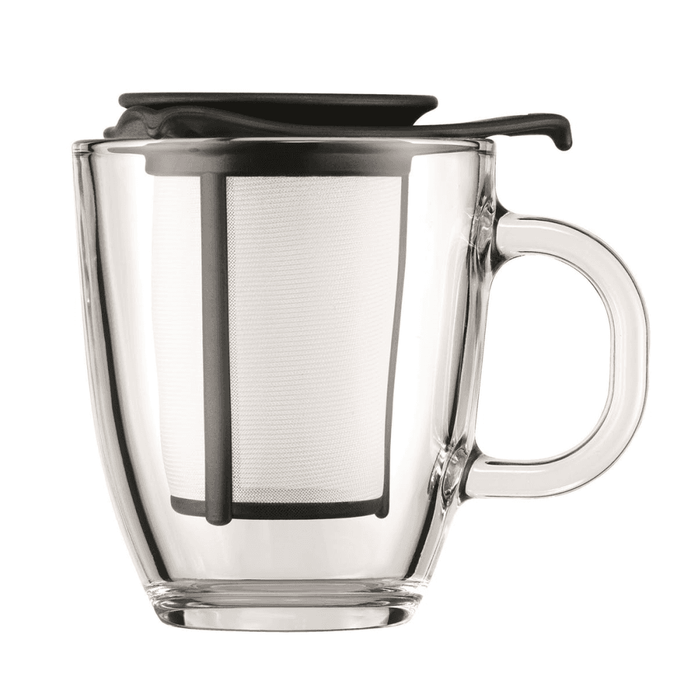 Yo-Yo Mug and tea strainer, 35cl, Black