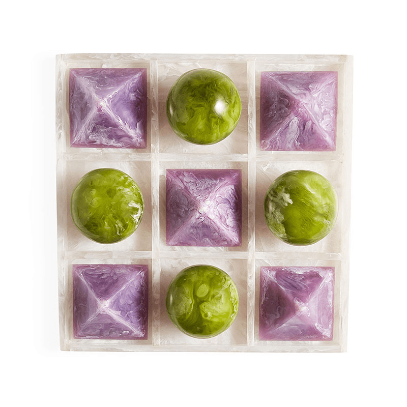 Mustique Tic Tac Toe Set, 27 x 27cm, Green & Lavender