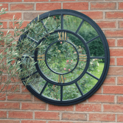 Image showing the Outdoor Clock Mirror, 80cm, Black product.