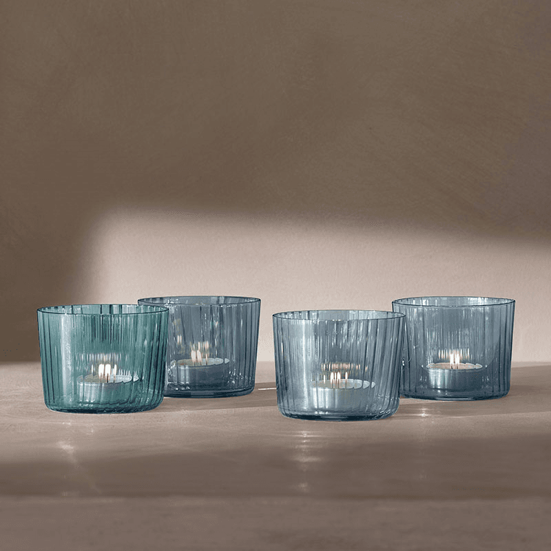 Gems Set of 4 Tealight Holders, H6cm, Sapphire