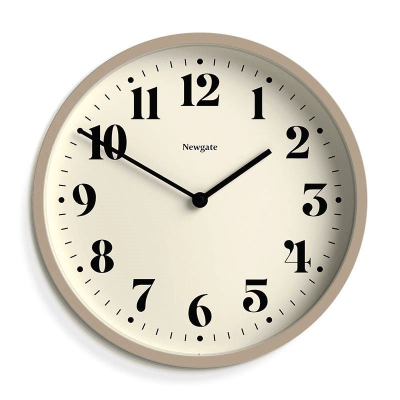 Number Four Wall Clock, D30cm, Stone
