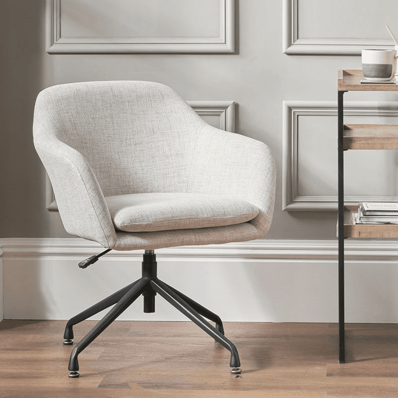 Rosolini Linen Mix Swivel Rise and Fall Chair, Pebble