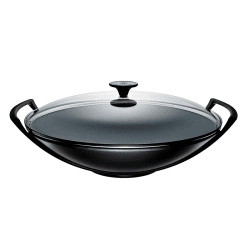 Image showing the Cast Iron Wok with glass lid, 36cm, Satin Black product.