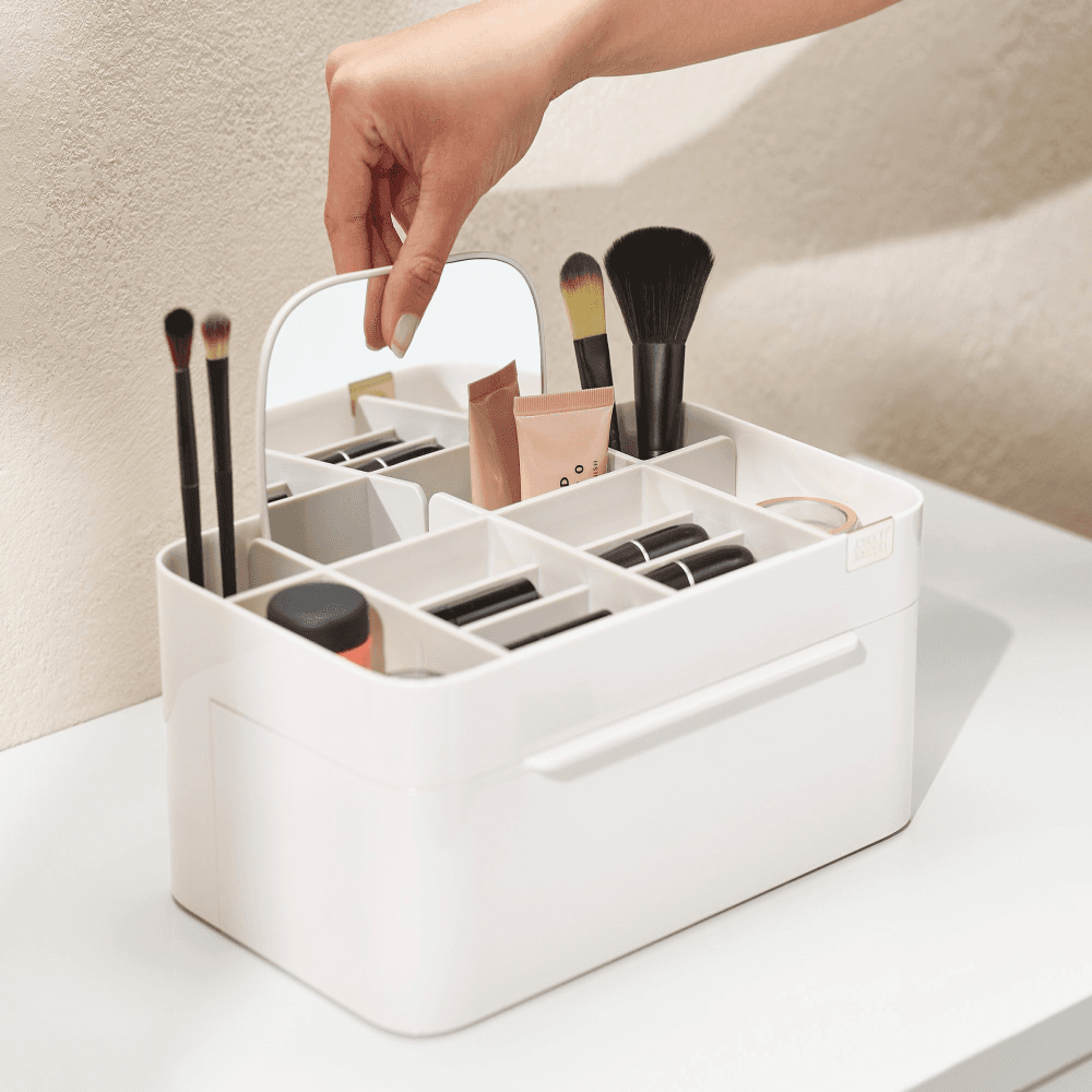 Viva Large cosmetic organiser with removable mirror, Shell