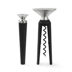 Image showing the Grand Cru Bottle Opener & Corkscrew Set, Black/Steel product.