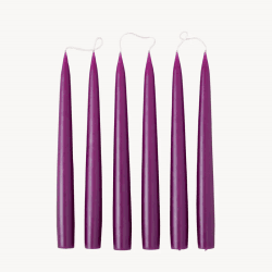 Image showing the Set of 6 Tapered Dinner Candles, H25cm, Dark Heather product.