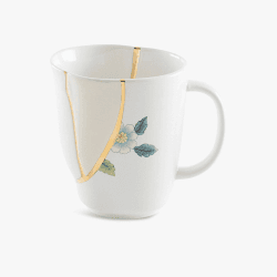 Image showing the Kintsugi - No1 Mug, H9 x D8.5cm, white/gold product.
