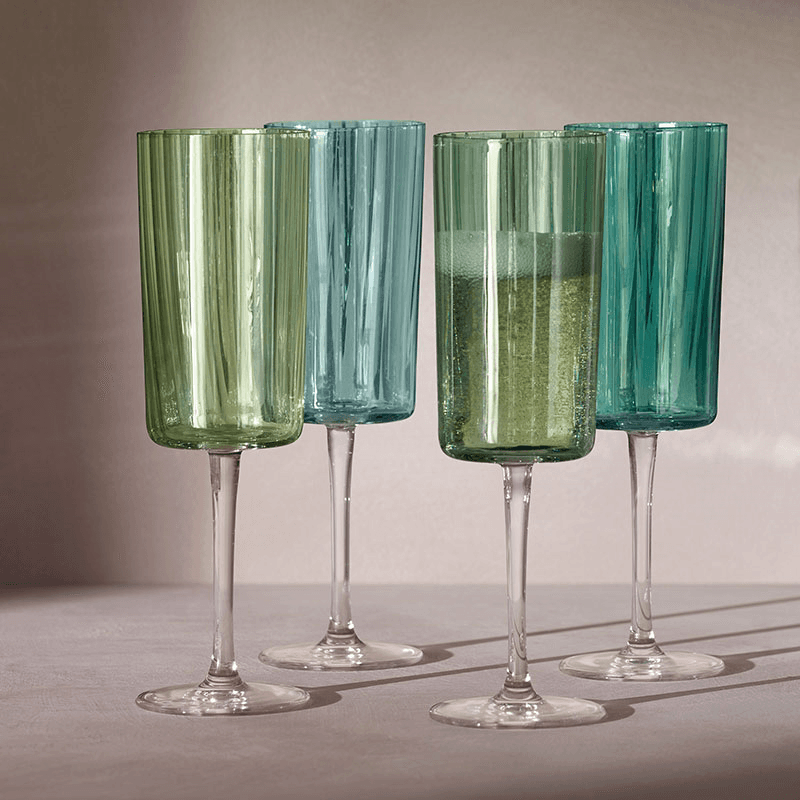 Gems Set of 4 Champagne Flutes, 210ml, Jade