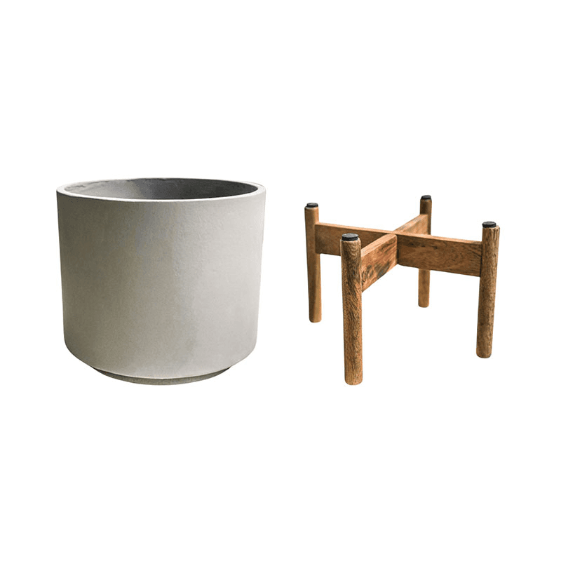 Vigo Planter with stand, H30.5 x W22 x D22cm, Concrete Grey