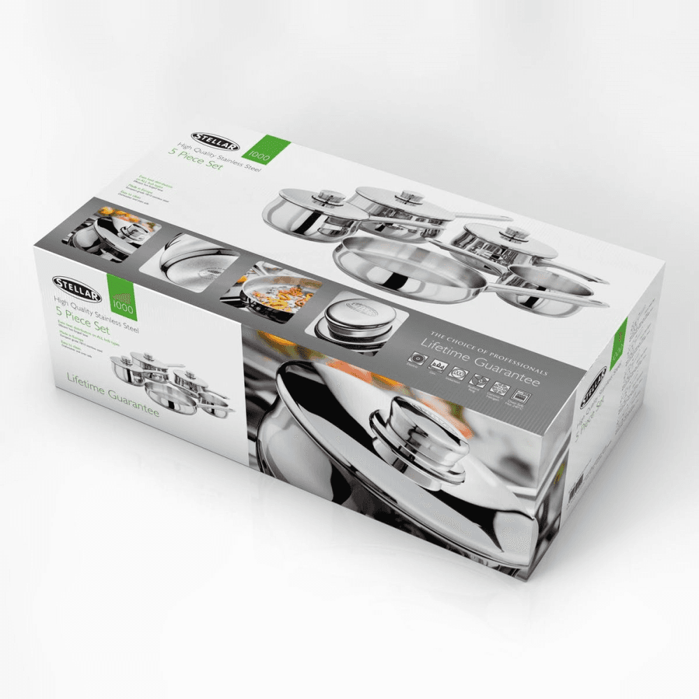 1000 5 piece saucepan set, Stainless Steel