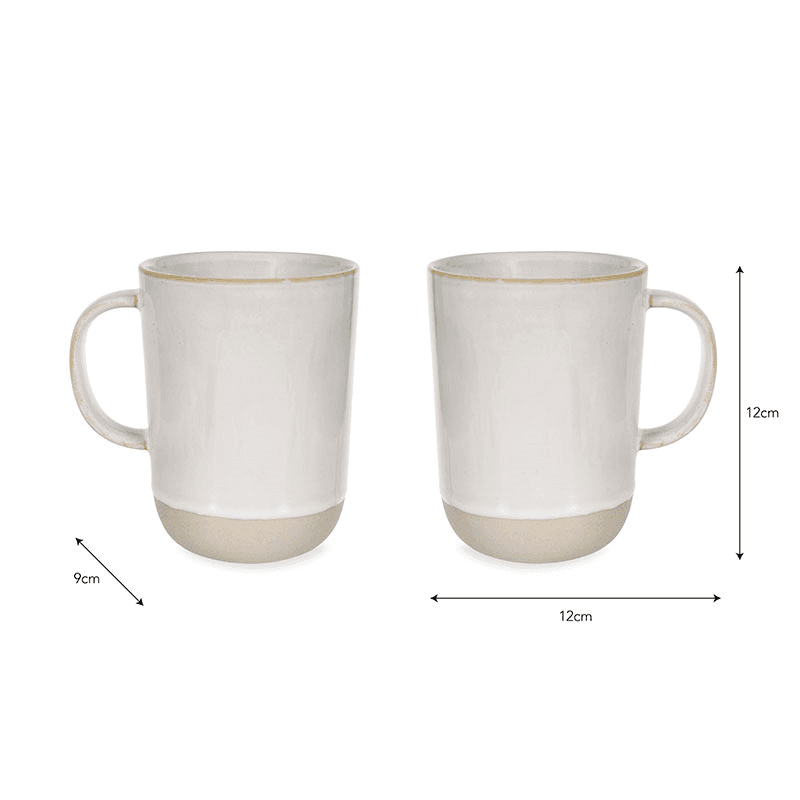 Howell Pair of Mugs, H12cm, White
