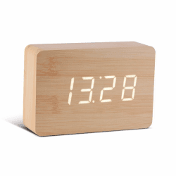 Image showing the Brick Click Clock Beech/ White LED, 15cm product.