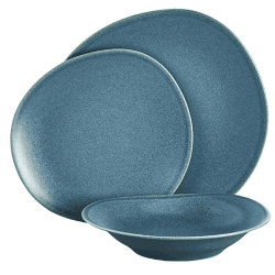 Image showing the Duna 12 Piece Dinner Set with Deep Plates, Reactif Blue product.