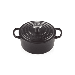 Image showing the Signature Cast Iron Round casserole, 20cm - 2.4 litre, Satin Black product.