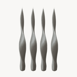 Image showing the Ribbon Set of 4 Dinner Candles, H30cm, Mid Grey product.