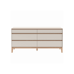 Image showing the Lars Wide Six Drawer Dresser, H73 x W150cm, Cashmere and Oak product.