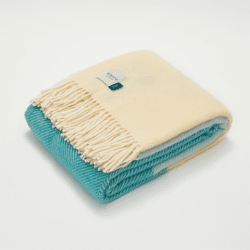 Image showing the Noon Tides Blanket, 130 x 250cm, Turquoise/Blue/Cream product.