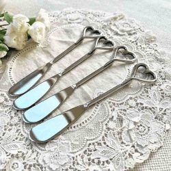 Image showing the Love Heart Set of 4 Butter Knives, L15cm, Silver product.