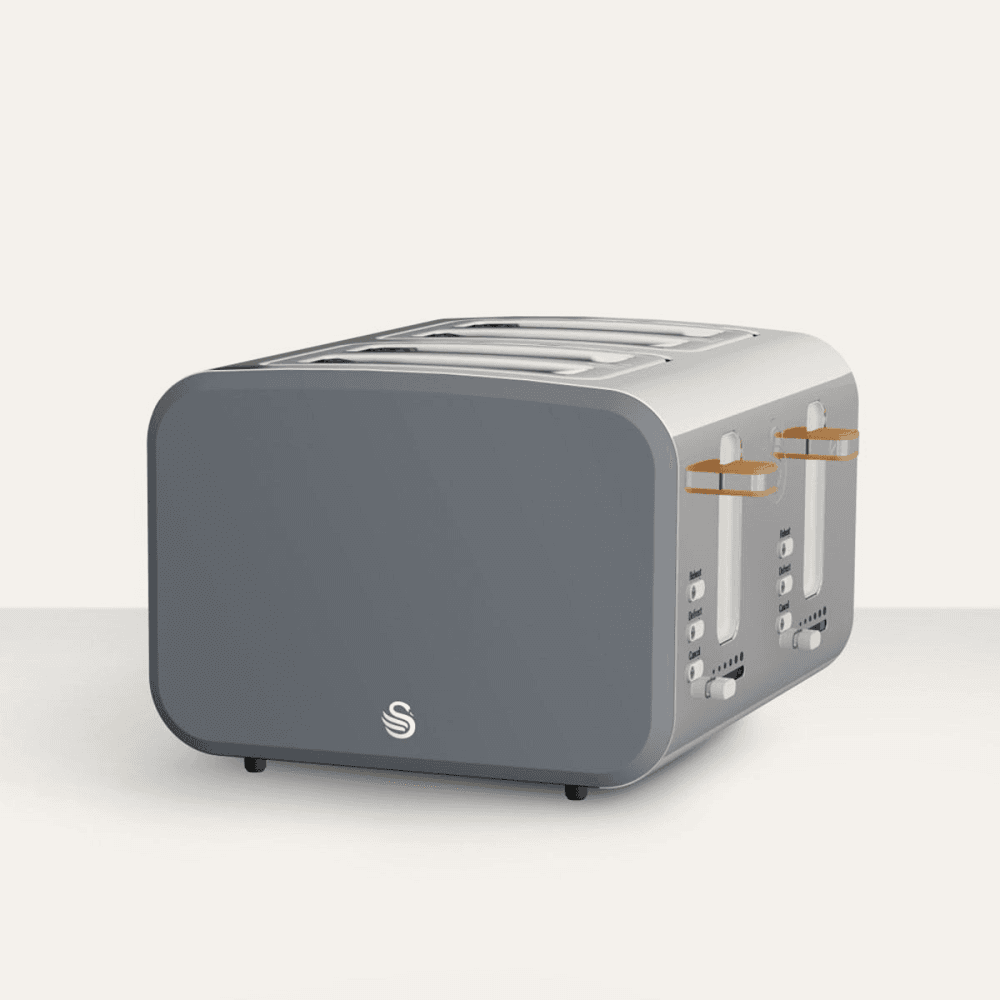 Nordic 4-Slice Toaster, Slate Grey, Grey