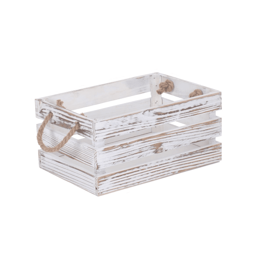 Small Distressed Crate, White