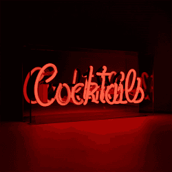 Image showing the Neon Box Cocktails Glass Sign, H38 x W19cm, Red product.