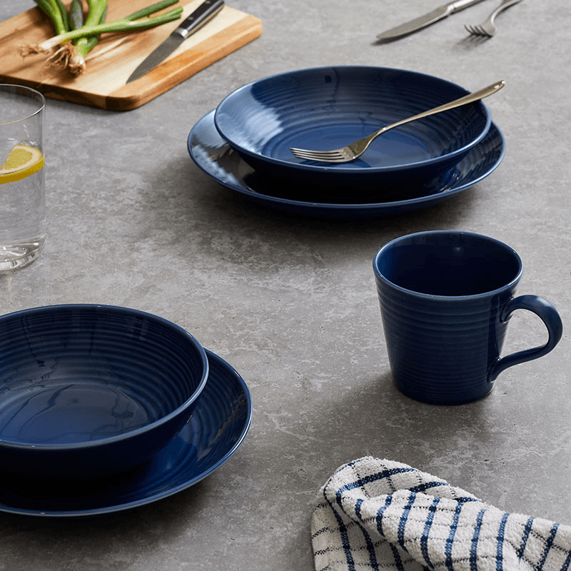 Gordon Ramsay Maze 16 Piece Dinnerware Set, Denim Blue