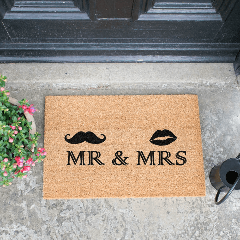 Mr and Mrs Doormat, 60 x 40cm, Natural/Black