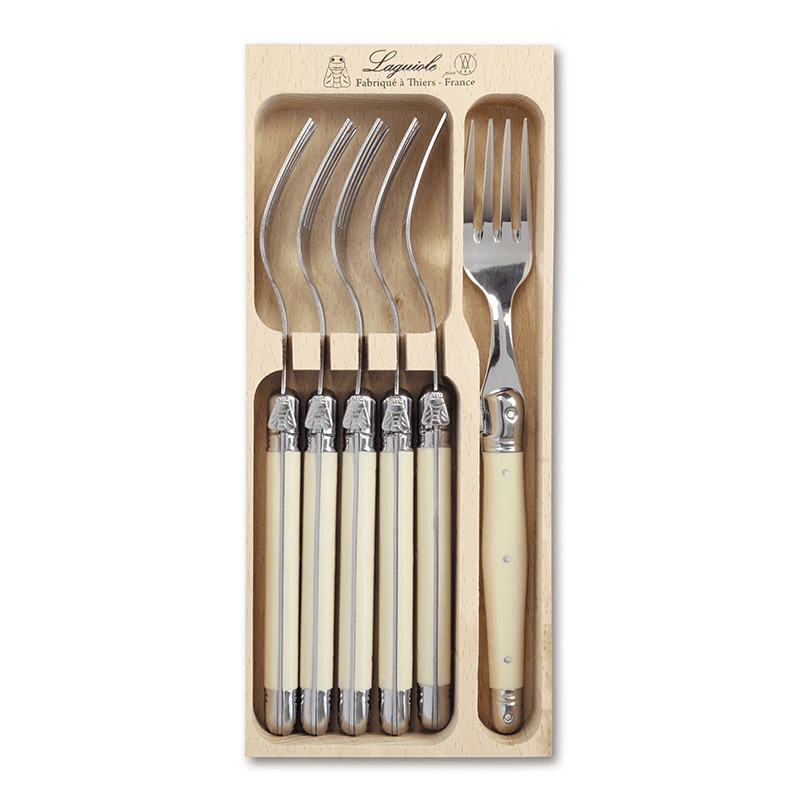 Set of 6 Forks in Tray, Ivory