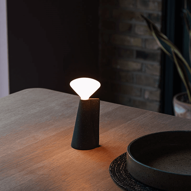 Mantle Portable Lamp with R80 LED Bulb, Granite Black