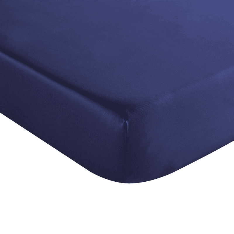 Sateen Double Fitted Sheet, Navy