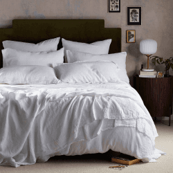 Image showing the Linen Duvet Cover, Double, White product.