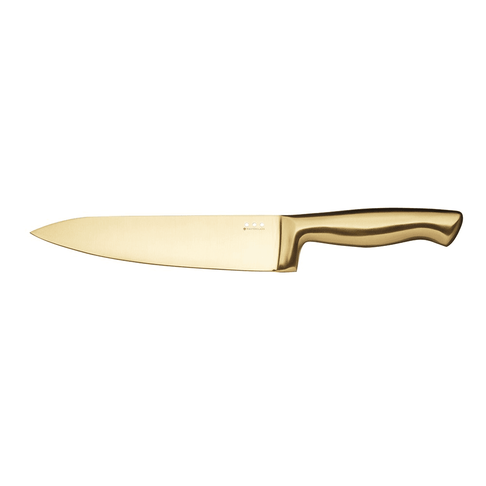 Knife block with 5 knives, H37cm, Black/Brass