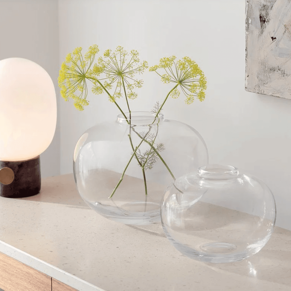 Flower Curved Bouquet Vase, H15cm, Clear