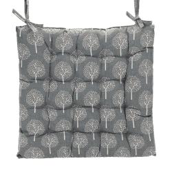 Image showing the Tree Square Seat Pad, 40 x 40cm, Blue Linen product.