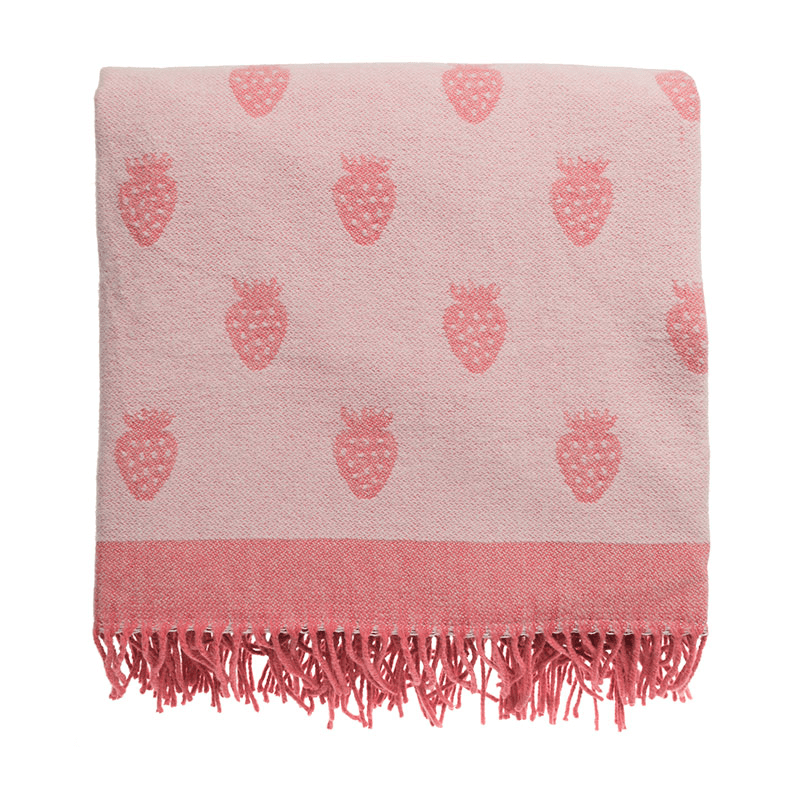 Strawberries Picnic Blanket, 145cm, Pink/Black