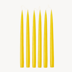 Image showing the Set of 6 Tapered Dinner Candles, H35cm, Lemon product.