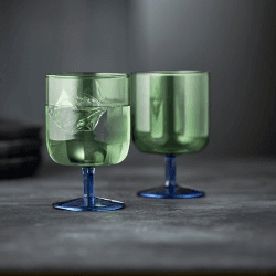 Image showing the Torino Set of 2 Wine Glasses, 300ml, Green and Blue product.