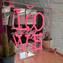 Image showing the Neon Box Love Glass Sign, H25 x W25cm, Pink product.