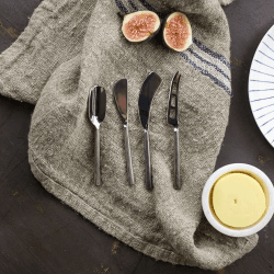 Image showing the Darsa Set of 4 cheese knives, 14cm, Brushed Silver, Gift Boxed product.